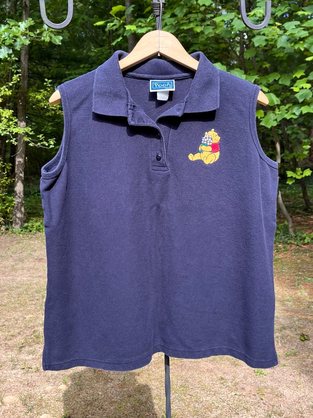90s Disney Winnie The Pooh Collared Polo Tank Top Cute Fun Kidcore Classic